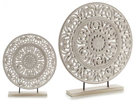 GIFTDECOR Support en bois rond Mandala Grand - Blanc