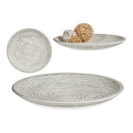 GIFTDECOR Plateau de décoration en bois motif spirale blanc 35cm