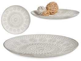 GIFTDECOR Plato Madera Decoracion Mandala Blanco 29cm