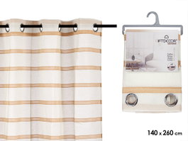 Giftdecor Rideau Voilage Rayures Marron 140 x 260 cm en Polyester (Set de 6)