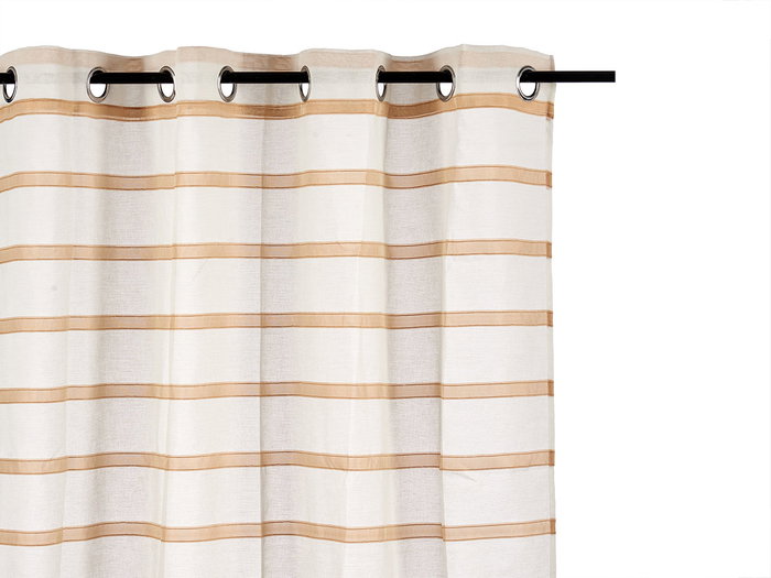 Giftdecor Rideau Voilage Rayures Marron 140 x 260 cm en Polyester (Set de 6)