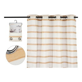 GIFTDECOR Cortina visillo à rayures marron 140x260 cm