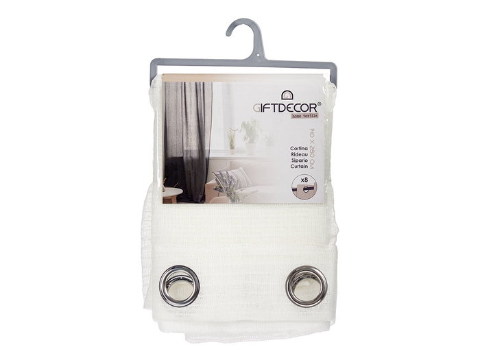 Giftdecor Rideau Voilage Blanc 140x260 cm en Polyester (Set de 6)
