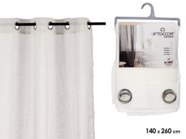 Giftdecor Rideau Voilage Blanc 140x260 cm en Polyester (Set de 6)