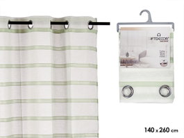 Giftdecor Cortina Visillo Rayures Vert 140x260 cm (Set de 6)