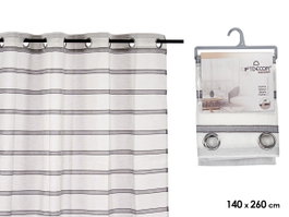 Giftdecor Rideau Voilage Rayures Gris 140x260 cm (Set de 6)