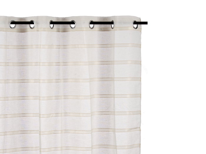Giftdecor Rideau Voilage Rayures Beige 140x260 cm Polyester (Set de 6)