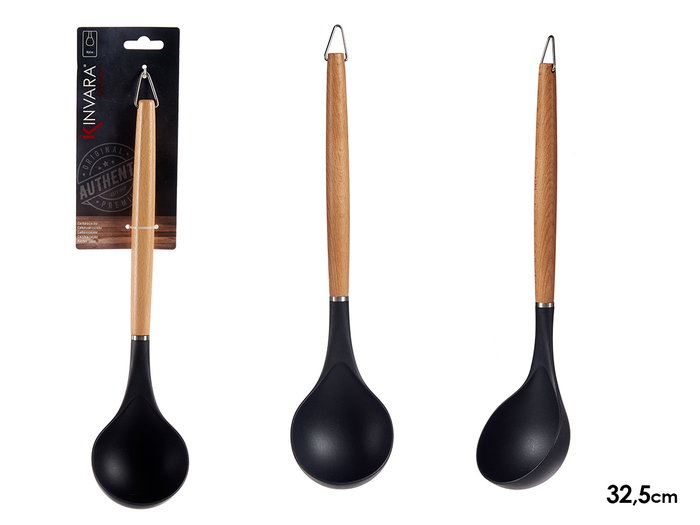 Kinvara Cuillère en nylon avec manche en bois de hêtre 32.5 cm noir (Set de 48) Kinvara Cuillère en nylon avec manche en bois de hêtre 32.5 cm noir (Set de 48)