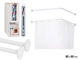 BERILO Barre de douche d'angle 80 cm Blanc