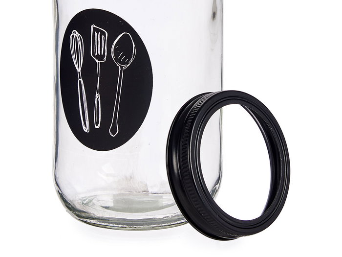 Vivalto Cubertero en Verre avec Couvercle Métal Pala 9x17x9 cm Transparent 840 ml (Set de 12)
