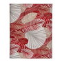 KINVARA Nappe en loneta antimanchas motif feuilles granate-beige 140x180cm