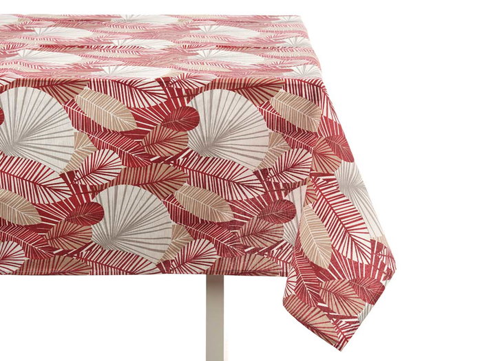 Kinvara Nappe en Loneta Antitache 140x180 cm Motif Feuilles Grenat (Set de 10)