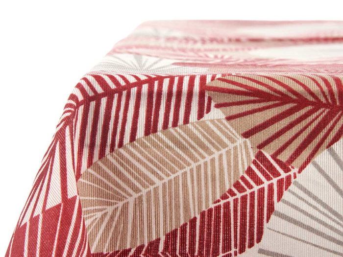 Kinvara Nappe en Loneta Antitache 140x180 cm Motif Feuilles Grenat (Set de 10)