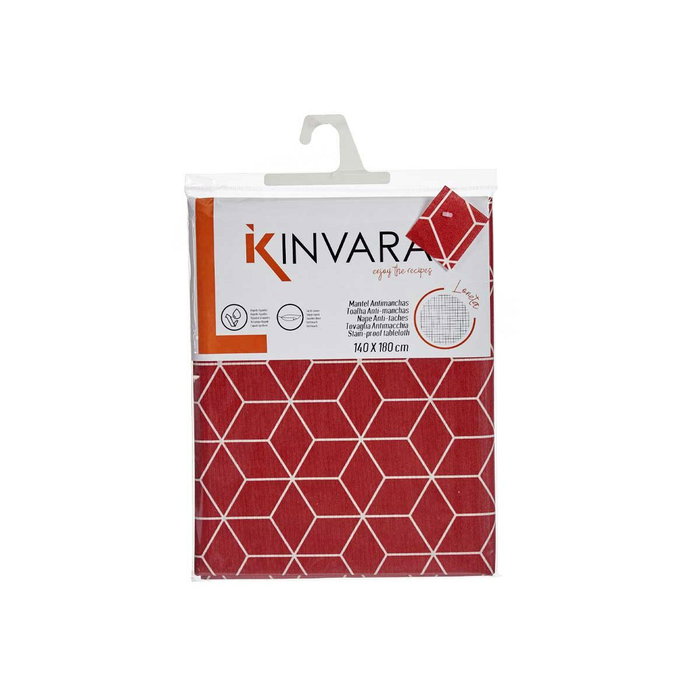 KINVARA Nappe en Lonette Antimanchas Abstract Granate-Blanco 140x180cm