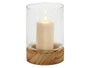 GIFTDECOR Porte-bougie en Cristal et Base en Bois Rouge Taille Moyenne