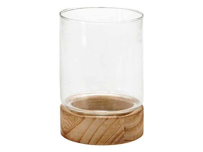 GIFTDECOR Porte-bougie en Cristal et Base en Bois Rouge Taille Moyenne