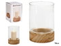 GIFTDECOR Porte-bougie en Cristal et Base en Bois Rouge Taille Moyenne