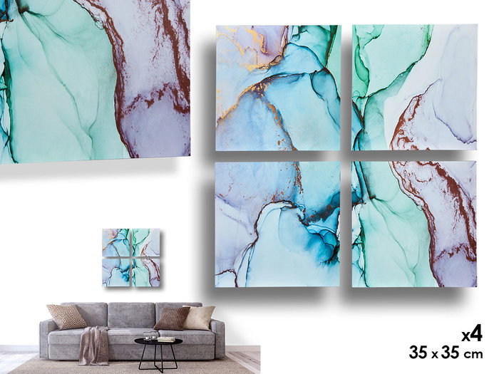 Giftdecor Set de 4 Toiles Marbre Bleu 35x35 cm (Set de 6) Giftdecor Set de 4 Toiles Marbre Bleu 35x35 cm (Set de 6)