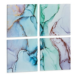 GIFTDECOR Set de 4 Toiles Marbre Bleu 35x35cm