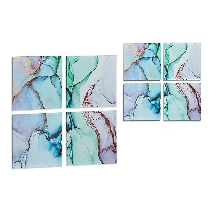 GIFTDECOR Set de 4 Toiles Marbre Bleu 35x35cm