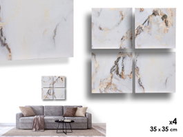 GIFTDECOR Lot de 4 toiles motif marbre blanc 35x35cm