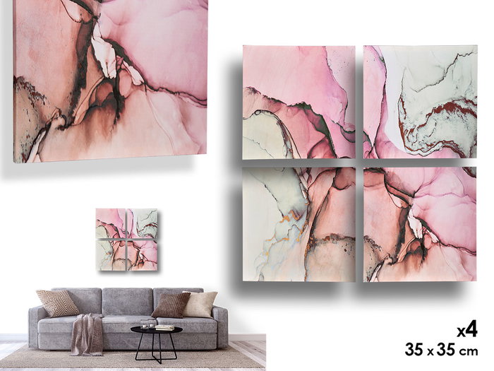 Giftdecor Lot de 4 Toiles Marbre Rose 35x35 cm (Set de 6) Giftdecor Lot de 4 Toiles Marbre Rose 35x35 cm (Set de 6)