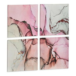 GIFTDECOR Lot de 4 toiles motif marbre rose 35x35cm
