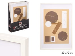 GIFTDECOR Cadre photo mural en bois avec passe-partout blanc 50x70cm