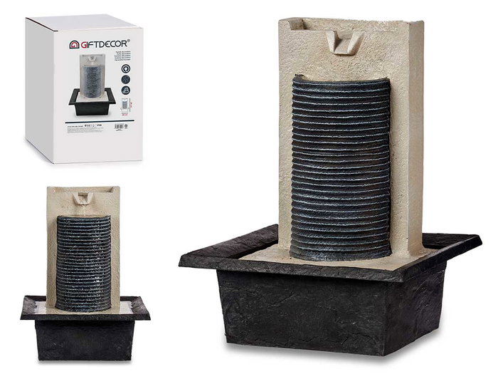 Giftdecor Fontaine Cascade Grande avec Plateau Plastique 24x38x29.5 cm Noir Gris Résine 3W 220-240V Giftdecor Fontaine Cascade Grande avec Plateau Plastique 24x38x29.5 cm Noir Gris Résine 3W 220-240V