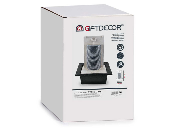 Giftdecor Fontaine Cascade Grande avec Plateau Plastique 24x38x29.5 cm Noir Gris Résine 3W 220-240V Giftdecor Fontaine Cascade Grande avec Plateau Plastique 24x38x29.5 cm Noir Gris Résine 3W 220-240V