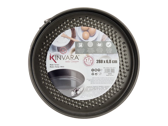 KINVARA Moule rond ajustable en acier carbone de 28 cm, Gris foncé