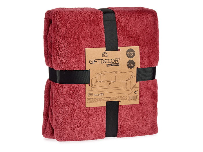 Giftdecor Manta Coral 150x125 cm en poliester, rose vif (Set de 12)