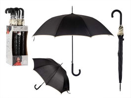 Arte Regal Parapluie 8 Baleines Noir avec Bord Crème Fibre Métal 12x5x86 cm (Set de 12)