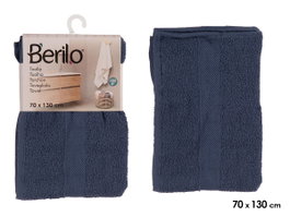 BERILO Serviette Lisse 70x130 Bleu Foncé