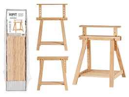 KIPIT Caballet réglable en bois naturel