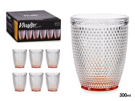 Vivalto Verre Cristal Points Eau Ambre 300 ml 8x10x8 cm (Set de 48)