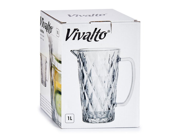 Vivalto Jarre à Eau 1L Diamant en Verre Transparent 12 x 19.5 x 17.7 cm (Set de 6)