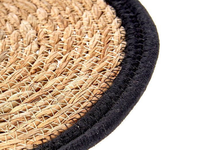 Giftdecor Tapis Naturel Fibre Naturelle Bords Noirs 30 x 30 cm (Set de 48)