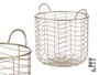 Giftdecor Lot de 3 Paniers Métalliques Ronds Dorés avec Poignées 40x42,5x40 cm