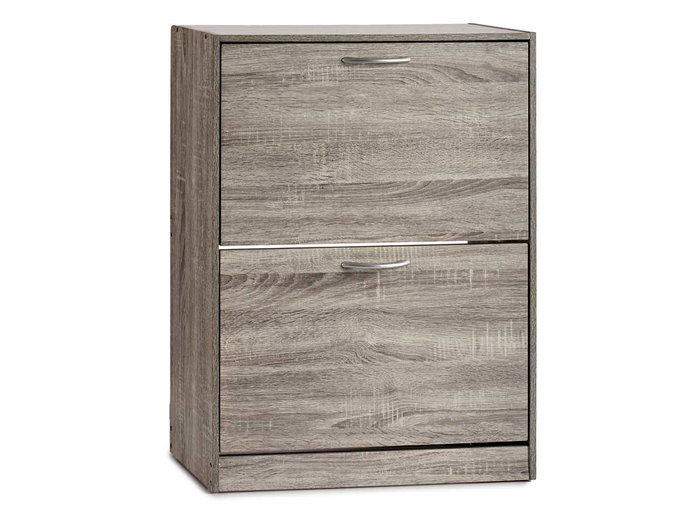Giftdecor Meuble à chaussures en bois 2 étagères gris foncé 60x80x24 cm