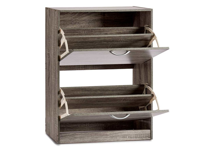 Giftdecor Meuble à chaussures en bois 2 étagères gris foncé 60x80x24 cm