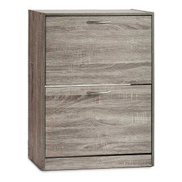 GIFTDECOR Zapatero Madera 2 Pisos Gris Oscuro