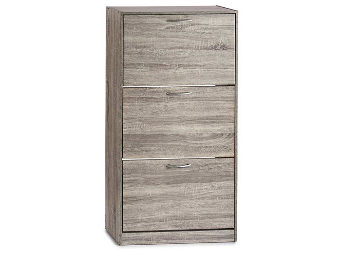 Giftdecor Armoire à chaussures en bois 3 étagères Gris foncé 60x116x24 cm