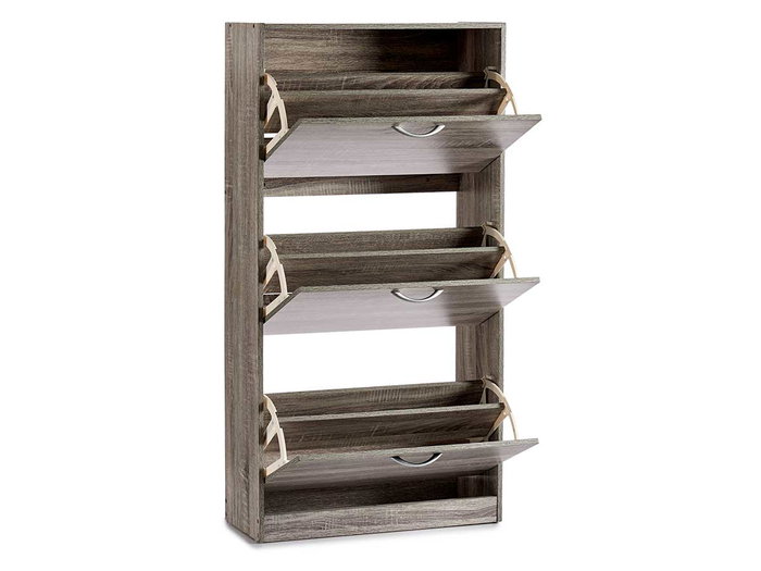 Giftdecor Armoire à chaussures en bois 3 étagères Gris foncé 60x116x24 cm