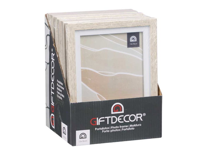 Giftdecor Porte-photos Naturel Bord Blanc 13x18 cm Verre et Plastique (Set de 24)