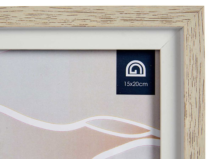 Giftdecor Porte-photos Naturel Bord Blanc 15x20 cm avec Verre et Plastique (Set de 24)