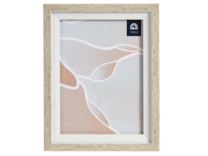Giftdecor Porte-photos Naturel Bord Blanc 15x20 cm avec Verre et Plastique (Set de 24)