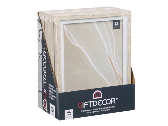Giftdecor Porte-photos Naturel avec Bord Blanc 20x25 cm Verre et Plastique (Set de 24)