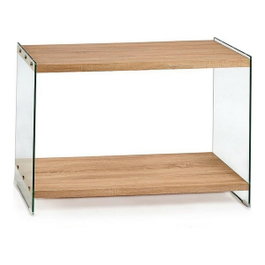 GIFTDECOR Mesa recibidor double couche de verre et bois