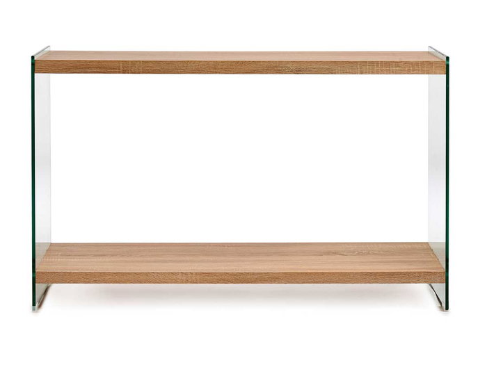 Giftdecor Table d'Appoint Double Couche Verre et Bois 40x76x120 cm